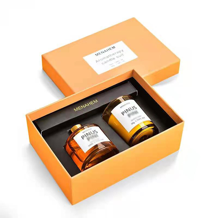 custom paper hard cardboard holographic matte black wax scented candles gift boxes packaging