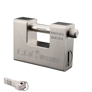 Cadenas à double levier en fer robuste de 74/94 mm en forme de D avec clé pour extérieur, idéal pour protéger les portes de garage, conteneurs et volets roulants - Product Image 1