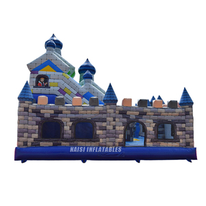 Castillo Inflable 8x8m, Combinación Azul <span class=keywords><strong>Gris</strong></span>, Castillo Medieval con Caballeros, Casa de Juegos Inflable para Patio Trasero, Parque Infantil Inflable, Ciudad de Diversión - Product Image 5