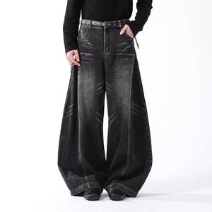 Jeans Casual da Donna Personalizzati Stile Retrò a Gamba Larga <span class=keywords><strong>con</strong></span> Tasche Grandi - Product Image 4