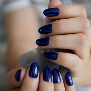 Gel uñas postizas diamante azul brillante cubierta de esmalte diseñado uñas puntas artificiales prensa falsa <span class=keywords><strong>en</strong></span> uñas con pestañas adhesivas 24 piezas - Product Image 3
