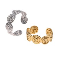 Bracelet manchette spirale minimaliste en acier inoxydable, bijou unique pour elle, design tourbillon, bracelet manchette plaqué or 18 carats