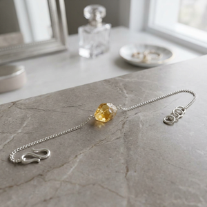 Citrine Rough Natural Gemstone 925 <b>Solid</b> Sterling <b>Silver</b> Fine Chain & Link <b>Bracelet</b> Handmade Wedding Gift Customizable - Product Image 2