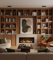 Vermonhouzz Meuble de salon moderne en bois grainé, grande capacité, étagères ouvertes, vitrine et bibliothèque de rangement sur mesure