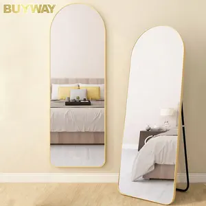 Custom Arch Metal Framed Hung Dressing Mirror Full Length Floor Mirror With Standing Leaning Against Holder Hanging Wall Mirror