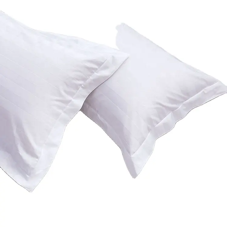 CFL premium quality White Color Stripe 100% Cotton Luxury Pillow Cases Hotel Wholesale 300tc Hotel Pillowcase