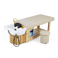 Meubles de salon de beauté Kangmei, lit de shampooing pour spa capillaire en bois avec circulation d'eau électrique thaïlandaise, avec réservoir
