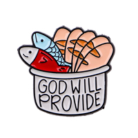 Épinglette émaillée 'GOD WILL PROVIDE' en forme de poisson, broche, épingles de revers, badge pour sac à dos, accessoires vestimentaires, bijoux amusants, cadeaux pour amis