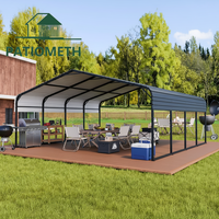Garage métallique robuste de 20' x 20', abris de voiture en métal d'extérieur avec toit galvanisé, abri pour bateau avec structure en acier