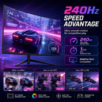 Écran de travail incurvé ultra-large 32 34 49 pouces 2K/5K 240Hz, support de moniteur d'ordinateur PC réglable en hauteur
