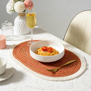 Meilleures ventes : Grands sets <span class=keywords><strong>de</strong></span> <span class=keywords><strong>table</strong></span> ovales tressés, antidérapants et isolants thermiquement, pour la maison et la cuisine, sous-verres décoratifs. - Product Image 1