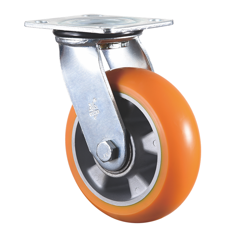 VIMA Orange 4In 5In 6In 8In Swivel Caster Wheel 360 Rotation Brake PU Aluminum Castor Heavy Duty Caster Wheel Trolley Transport