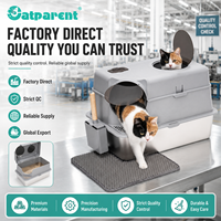 Bac à litière pour chat XL intelligent et fermé en acier inoxydable de grande capacité avec pelle de nettoyage facile de 96 L – Accessoire ménager
