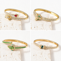 Bracelet tendance pour femme en alliage de zinc plaqué or 14 carats avec zircone cubique, forme animale, minimaliste, de luxe, cadeau, bijoux