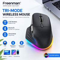 Mouse Gaming Nirkabel Tri-Mode 2.4GHz Penerima USB  Kabel USB-C 8 Tombol RGB Optik Ergonomis OEM ODM