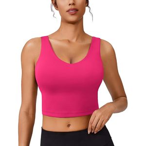 Sports <b>Bra</b> Women V Neck Padded <b>Longline</b> Workout Tank Top Stretch Fit Activewear - Product Image 1