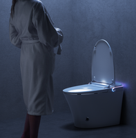 Toilette intelligente avec chasse d'eau automatique, bidet à eau chaude, toilette électronique monobloc avec siège chauffant, lumière nocturne, fonction d'auto-nettoyage