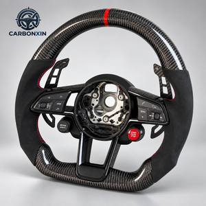 Volante de Cuero Perforado de Fibra de Carbono de Alta Calidad para Audi A3 A4 A5 A6L A8 Q3 Q4 Q5 Q5 Q7 Q8 TT B9 - Product Image 1