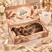 Boîte cadeau magnétique de luxe personnalisée avec logo en feuille d'or, doublure en satin, style livre, boîte d'emballage rigide en carton pour l'emballage de perruques