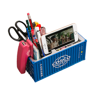 Organisateur de Bureau Créatif Modèle de Conteneur d'Expédition Logistique de Luxe pour Cadeaux d'Entreprise, Porte-Stylo en Plastique