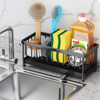 Prix en acier inoxydable bol unique cuisine évier plateau porte-éponge cuisine évier stockage avec ventouses sous évier support de rangement