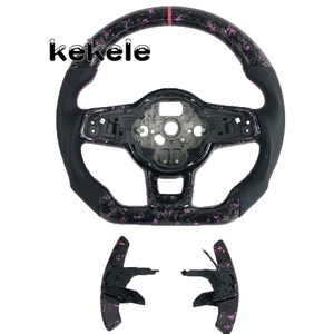 Volante de Fibra de Carbono Forjado <span class=keywords><strong>Rosa</strong></span> para <span class=keywords><strong>Volkswagen</strong></span> MK7, Compatible con GTI MK5 MK6 MK8 Golf 2015 2016 2017 2018 2019, Personalizable - Product Image 1