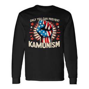 Camiseta de manga larga con diseño patriótico de Only You Can Prevent Kamunism, cuello redondo unisex, ropa promocional para adultos - Product Image 2