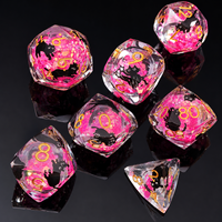 Dés à jouer DND en résine liquide à cœur lumineux, à facettes, orange chat, scintillants, écologiques, faits à la main, 1 pièce, dés polyédriques à bords tranchants, artisanaux