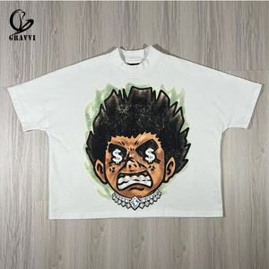 เสื้อยืดโอเวอร์ไซส์ลายกราฟิกสตรีทแวร์ผู้ชาย พิมพ์ลายการ์ตูนดอลลาร์อายส์ สไตล์ฮิปฮอป แขนสั้น ลำลอง ใส่สบายสำหรับฤดูร้อน - Product Image 1