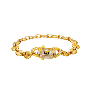 Collar y Pulsera de Cadena de Granos de Café Estilo Hip Hop de Acero Inoxidable Bañado en Oro de 14K de 6/8/10 mm, Cadena Mónaco a la Moda - Product Image 4