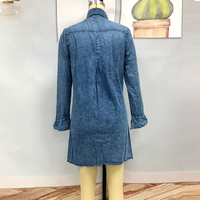 Robe en jean sexy d'été décontractée à manches longues légèrement transparente grande taille pour femme, taille naturelle, teinte unie