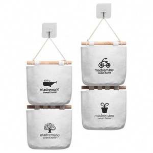 Pochette en tissu de lin multicouche Organisateur de porte Sac de rangement suspendu pour placard mural - Product Image 1