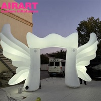 Arche gonflable lumineuse LED étanche en forme d'ailes d'ange, arche gonflable sur mesure pour décorations de fête sur la plage