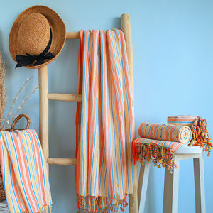 <b>Luxury</b> 100% Turkish Cotton Peshtemal Striped Fouta Eco-Friendly Wellness Quick Dry Gym <b>Beach</b> <b>Towel</b> Sand-Free Soft Custom Logo - Product Image 2