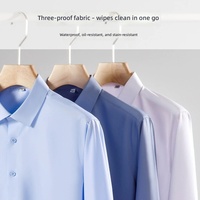 Chemise habillée à manches longues pour homme, triple protection, imperméable, résistante à l'huile et anti-salissure, pour affaires et occasions formelles