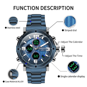Envío Directo HALEI Reloj de Cuarzo Analógico-Digital para Hombre con Fecha y Día de la Semana, Pantalla LED, Estilo Deportivo, 3ATM, Movimiento Japonés, Venta al Por Mayor - Product Image 6