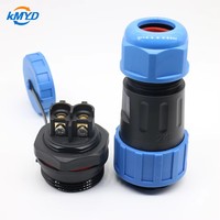 Conector Circular de Alimentación KMYD LD24 IP68 Impermeable, 2-9 Pines, Contacto de Latón, Montaje en Panel con Tuerca Trasera, Macho/Hembra, 380V 5A-45A