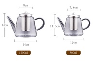 Théière en verre borosilicate de 800 ml (27 oz) personnalisée, soufflée à la main, transparente, de haute qualité, résistante à la chaleur, avec infuseur