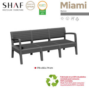 Panca da Esterno Miami con Telaio in Plastica, Seduta Contemporanea in Plastica Riciclata per Esterni - Product Image 3