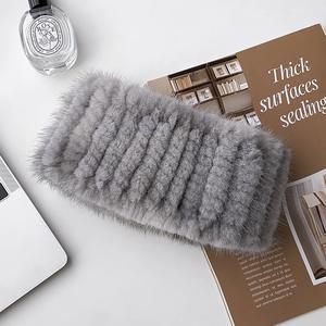 Écharpe élégante pour femme <span class=keywords><strong>en</strong></span> <span class=keywords><strong>fourrure</strong></span> de lapin tricotée à la main, respirante, collier tressé, bandeau, <span class=keywords><strong>snood</strong></span> court d'hiver chaud, élastique - Product Image 4