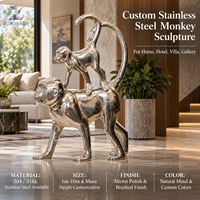 Sculpture de singe ludique en acier inoxydable poli miroir, décoration animale personnalisée pour la maison, l'hôtel, la villa, la galerie, l'affichage intérieur