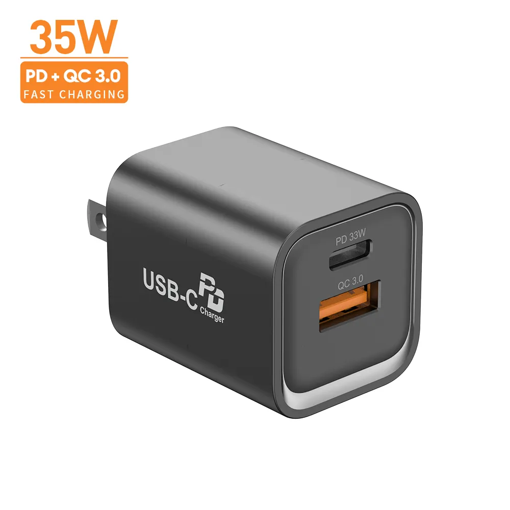 Super High Efficiency 2 Ports 33W PD Quick Charger for iPhone for iPad Tablet for Samsung for Xiaomi