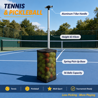 Ramasseur de balles de tennis avec capacité de 56 balles, en acier inoxydable, pour la collecte sur les terrains de tennis et de pickleball