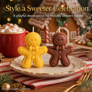 Bougie de Noël en forme <span class=keywords><strong>d</strong></span>'homme en <span class=keywords><strong>pain</strong></span> <span class=keywords><strong>d</strong></span>'<span class=keywords><strong>épice</strong></span>s, 3 couleurs, bougie sculptée en forme de biscuit mignon, cadeau <span class=keywords><strong>pour</strong></span> le bonhomme de neige de Noël - Product Image 6