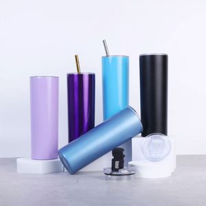 Wholesales Sublimation Blanks Stainless Steel Vacuum Water Botter Flat Edge 20oz Skinny Sublimation Tumbler with Lid - Product Image 1