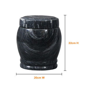 Оптовая продажа: Настраиваемая высококачественная урна из натурального мрамора, премиальный черный каменный гроб для праха взрослых и домашних животных, памятный ритуальный кадильник - Product Image 2