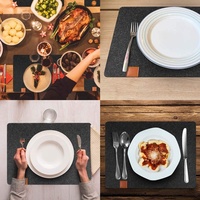 Lot de 8 napperons de table rectangulaires en feutre et sous-verres pour table à manger