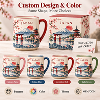 Mug en céramique souvenir du Japon avec motif du mont Fuji et des fleurs de cerisier, tasse à boisson en céramique représentant des monuments japonais, vente en gros