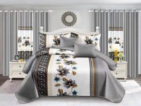 Ensemble de literie de luxe 8 pièces pour lit king size avec rideaux assortis imprimés, ensemble complet de literie