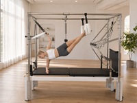 Table de Pilates Cadillac Reformer 3-en-1 en alliage d'aluminium avec barre de poussée et système de poulies à cordes pour studio et salle de sport à domicile